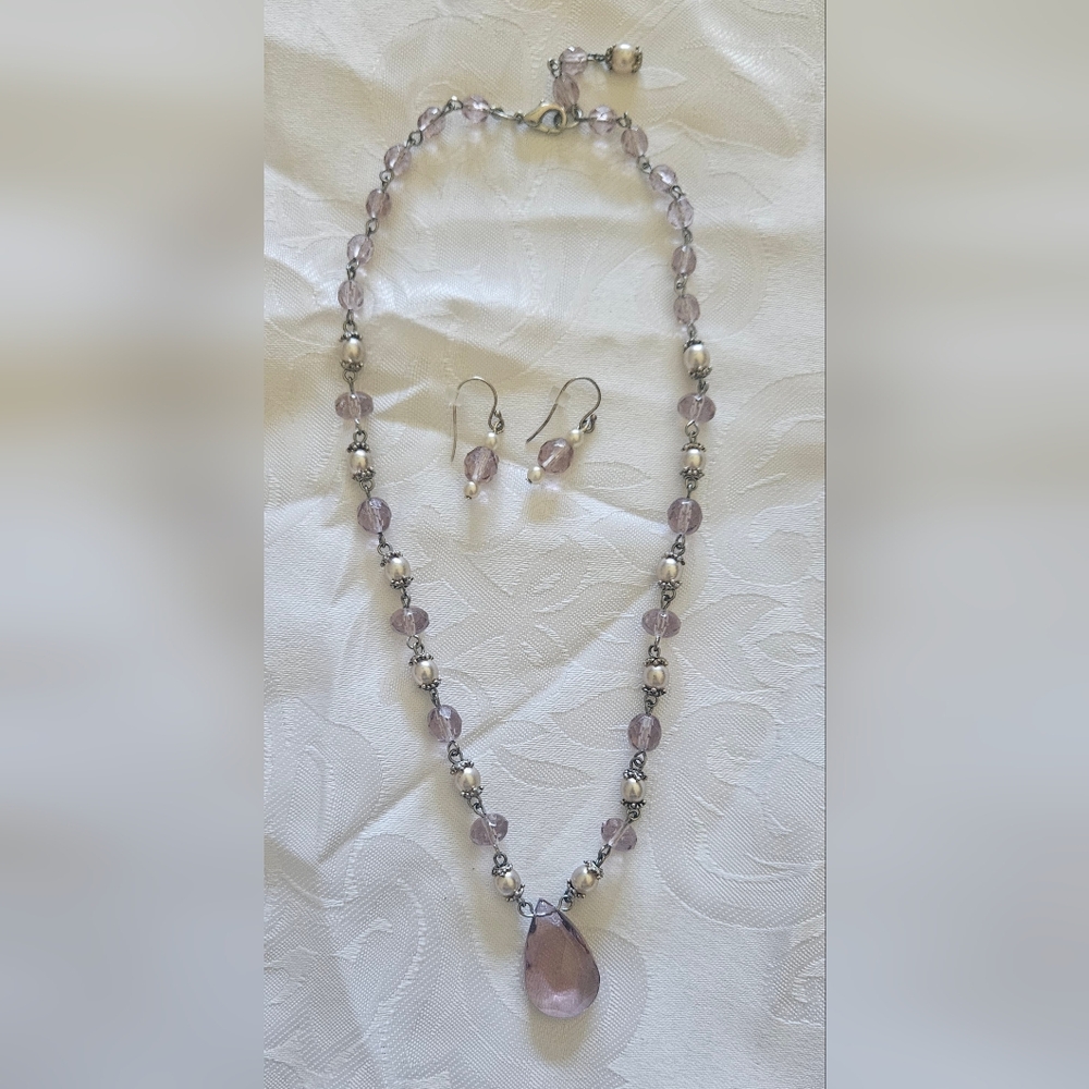 Swarovski 18" Crystal Pendant Necklace and Earring set